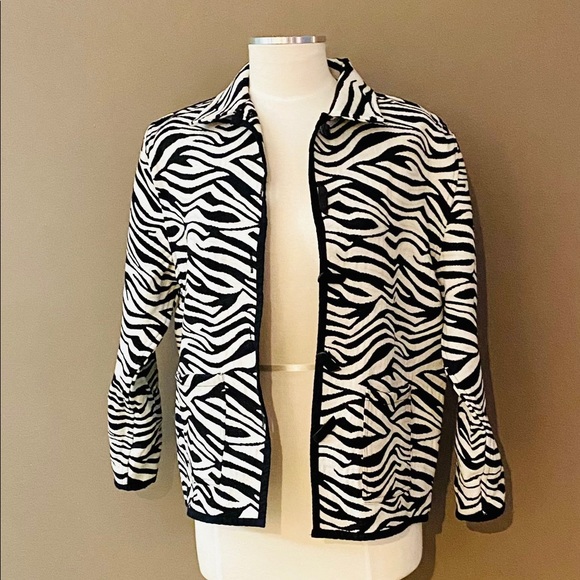 BELLESSA Cotton Animal Print Blazer, Size L - Picture 2 of 4